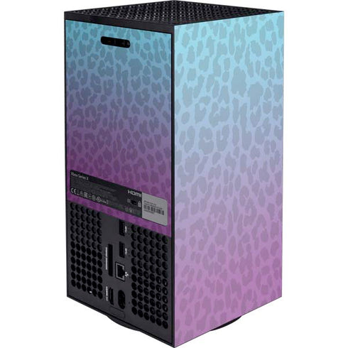 Cheetah Print Purple and Blue XBox Series X Digital Edition Console Skin